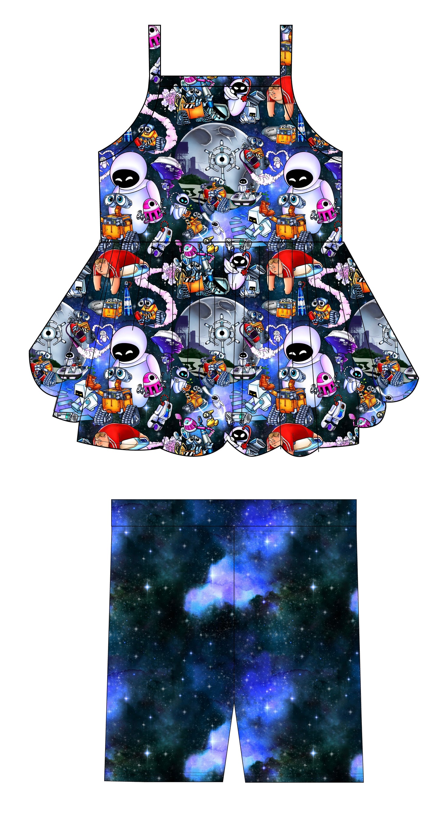 Trash-Bot Peplum Tank and Shorts