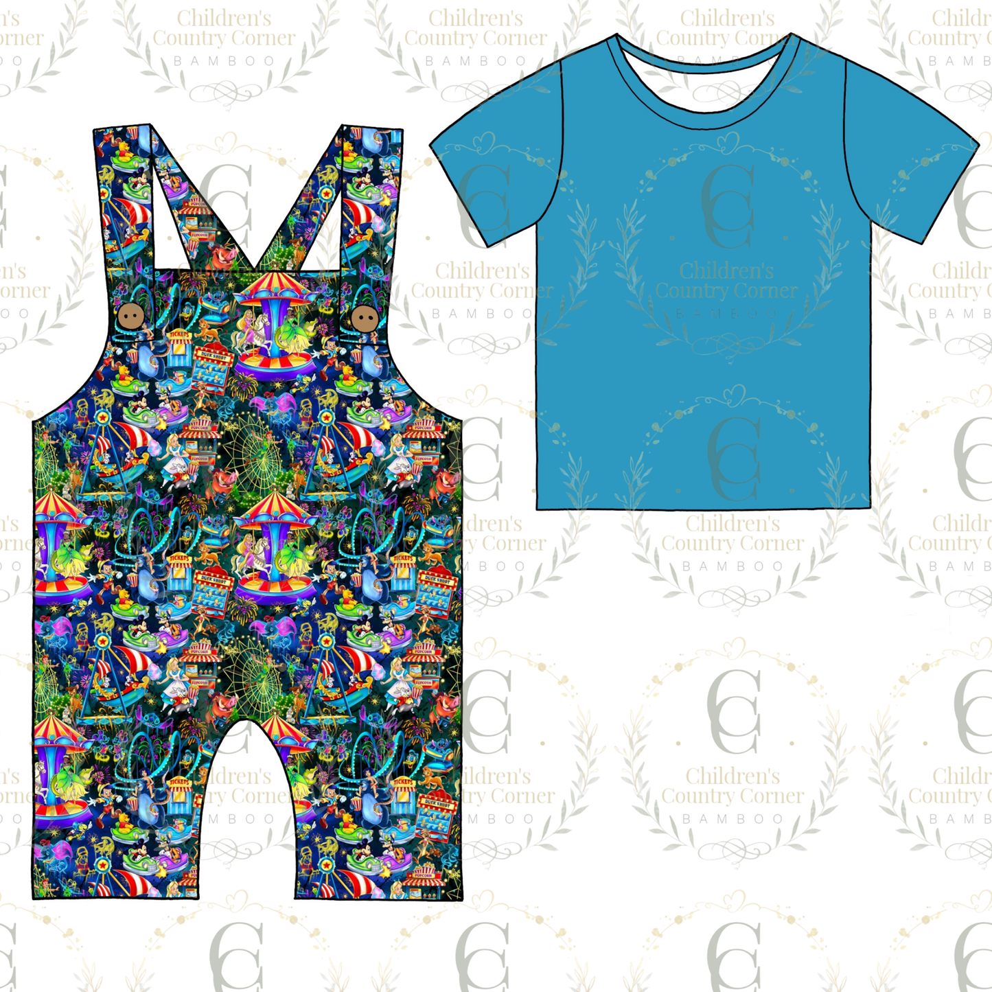 RTS:Light up Parks Shirt with Short Overalls