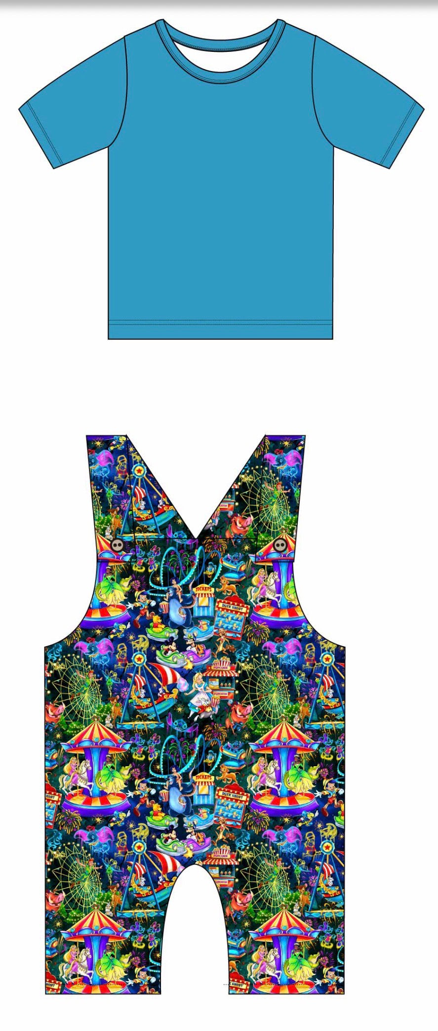 Light Up Parks Shirt with Short Overalls