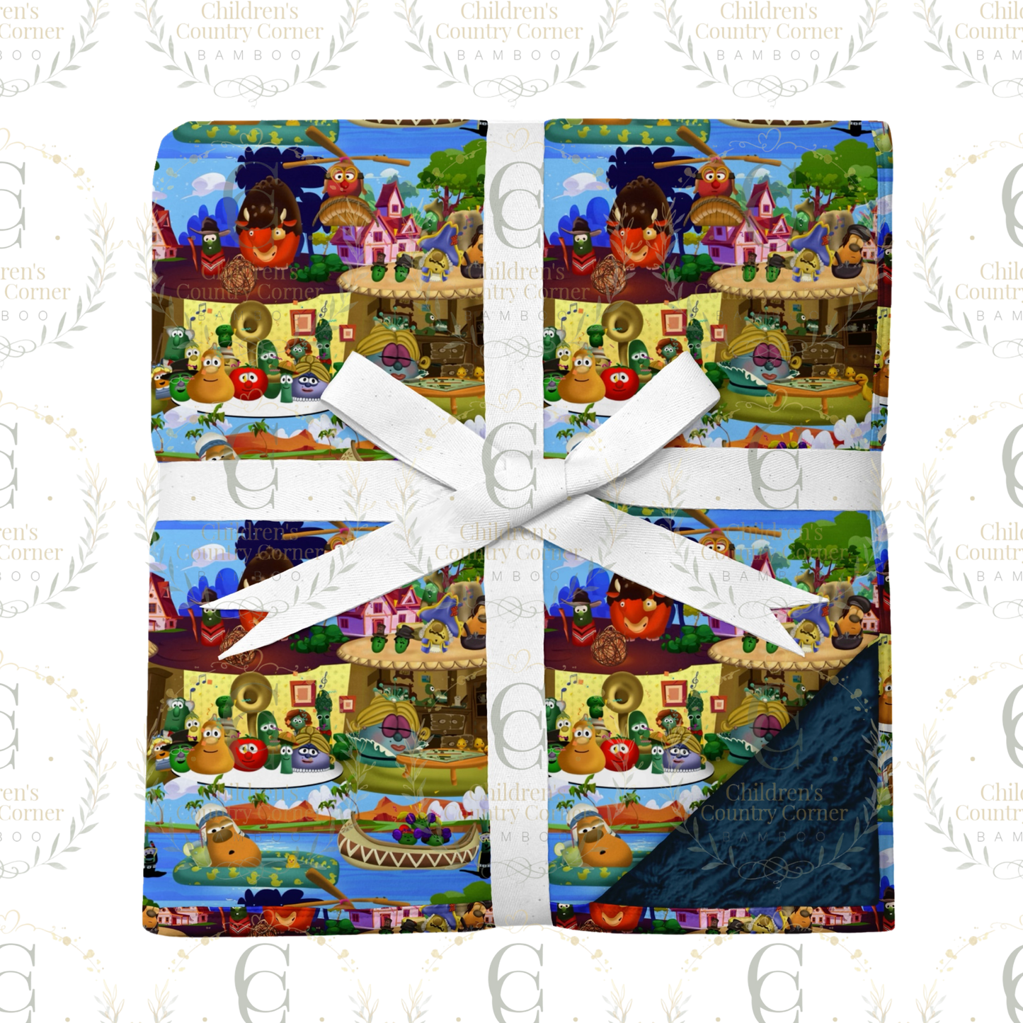 RTS:Veggies Bamboo-Front / Minky-Fleece-Backed blanket 50″ × 60″