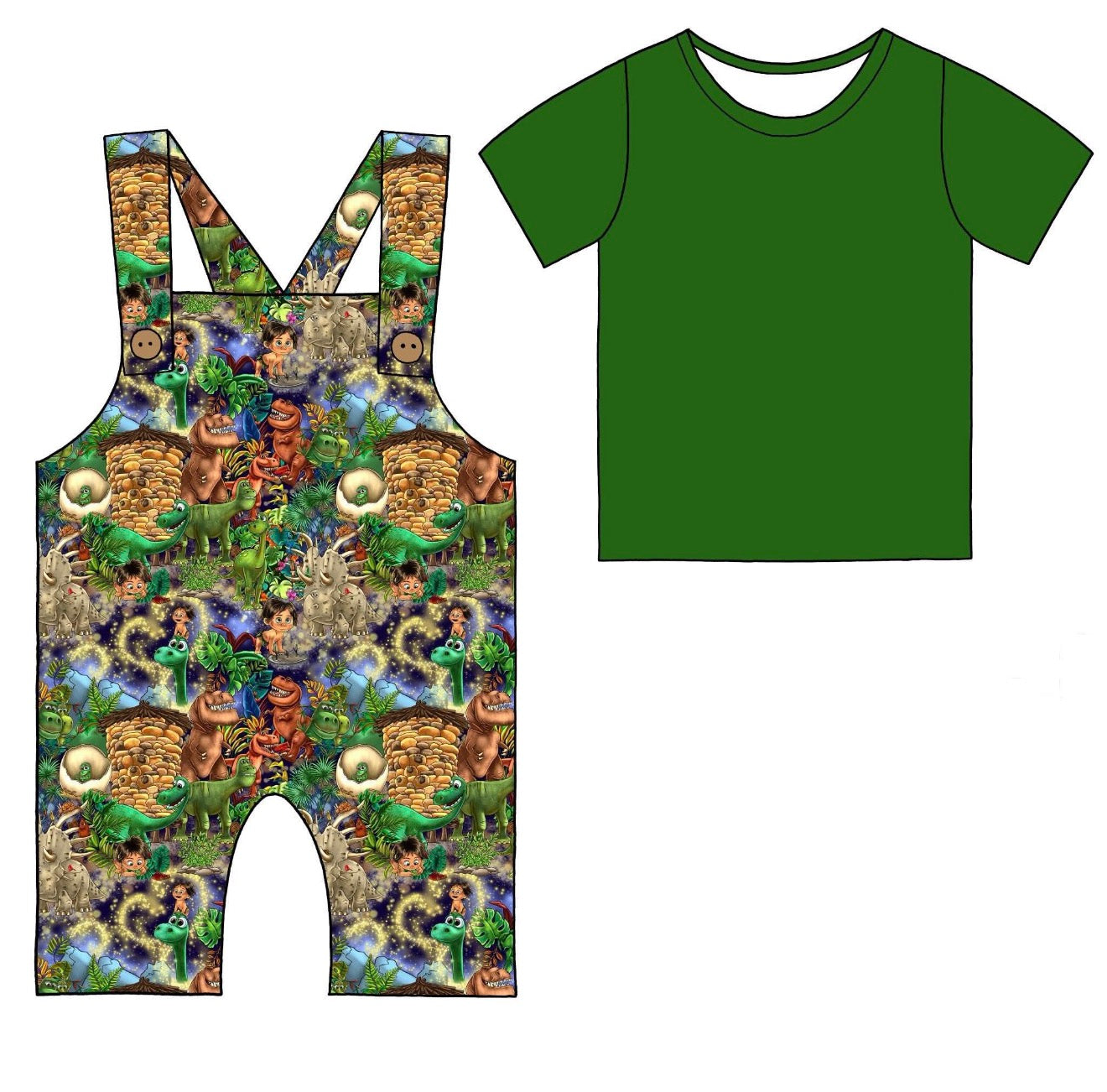 Dinos Shirt with Short Overalls