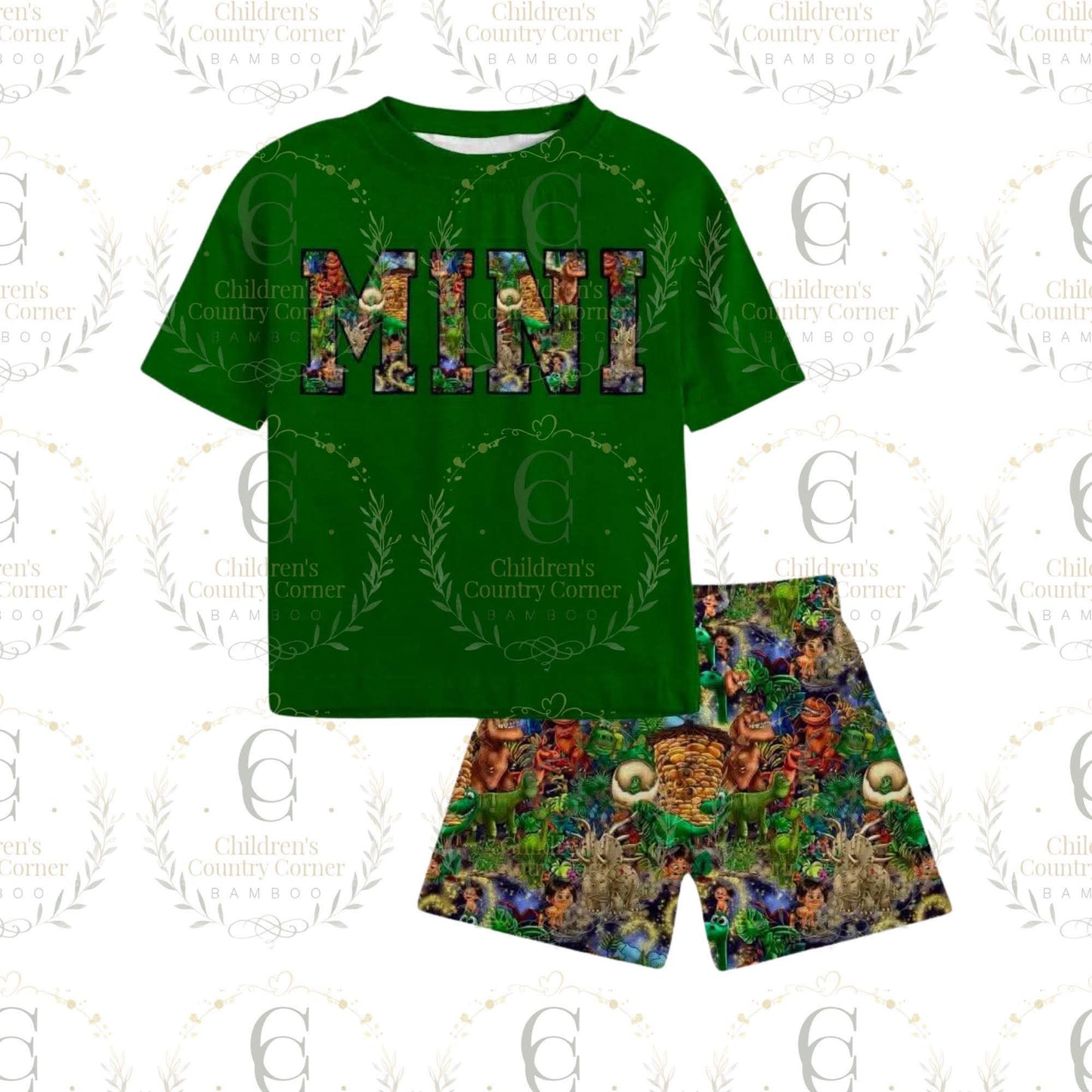 Dinos French Terry MINI Tee & Joggers Style Shorts Daywear