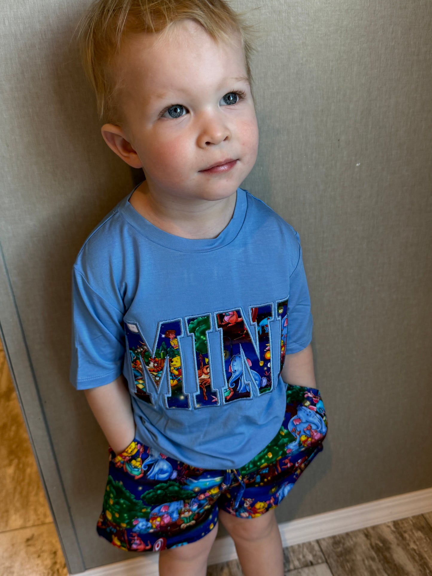 RTS: Honey Bear” French Terry MINI Tee & Joggers Style Shorts Daywear