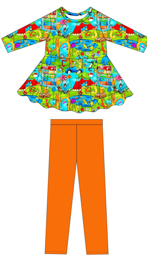 RTS: The Places You'll Go Long Sleeve Peplum Set — Peplum Top + Matching Leggings