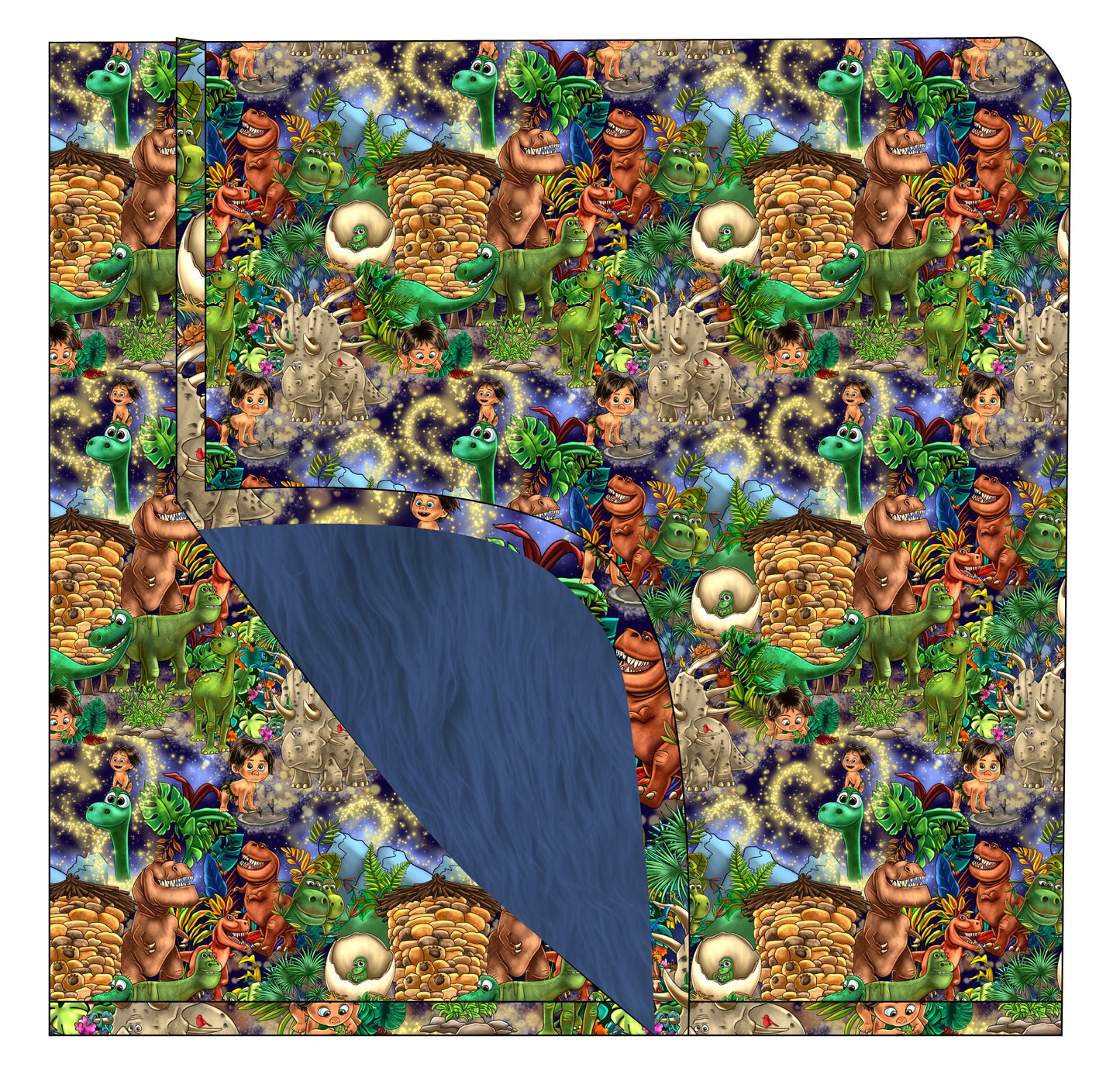 Dinos Bamboo-Front / Minky-Fleece-Backed blankets