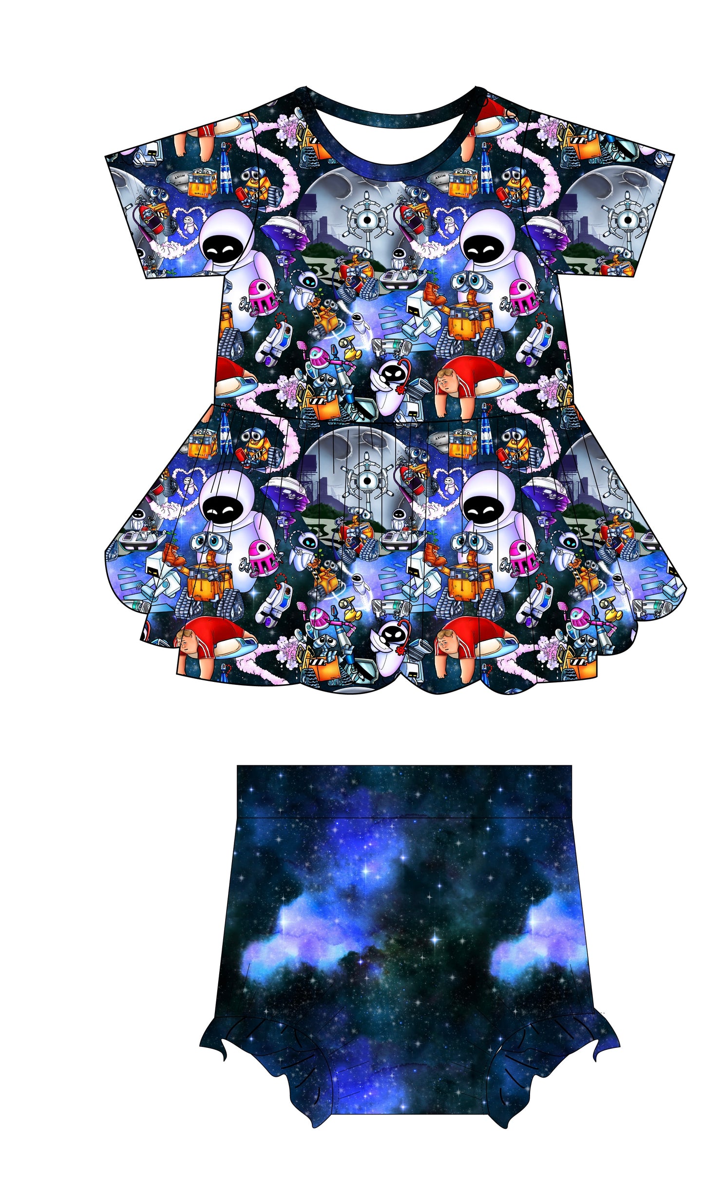 Trash-Bot Peplum and Bummie Set