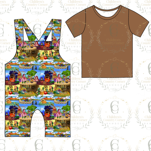 RTS:Veggies Shirt with Short Overalls