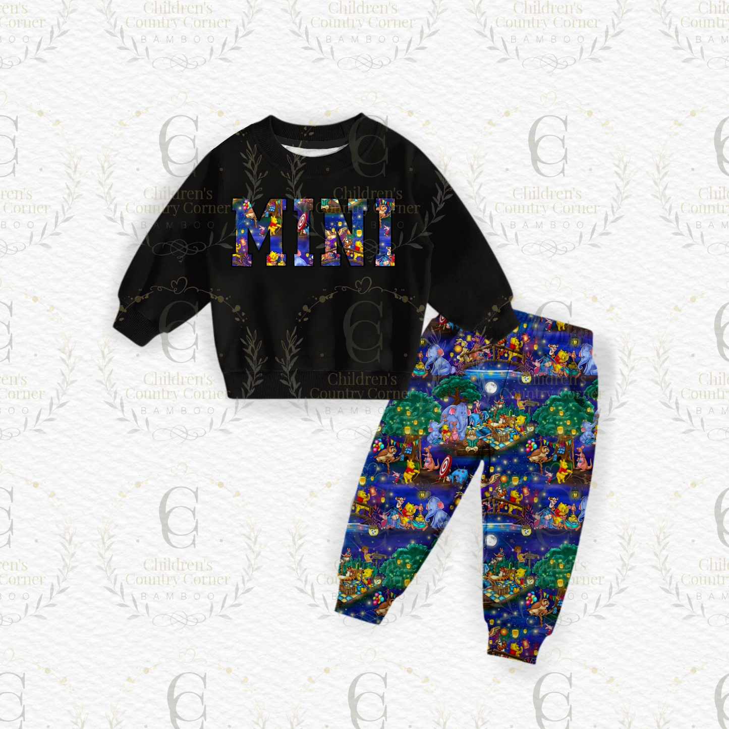 RTS: Honey Bear” French Terry MINI Crew Neck & Joggers Set-Daywear