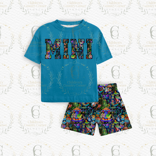 RTS:Light up Parks French Terry MINI Tee & Joggers Style Shorts Daywear