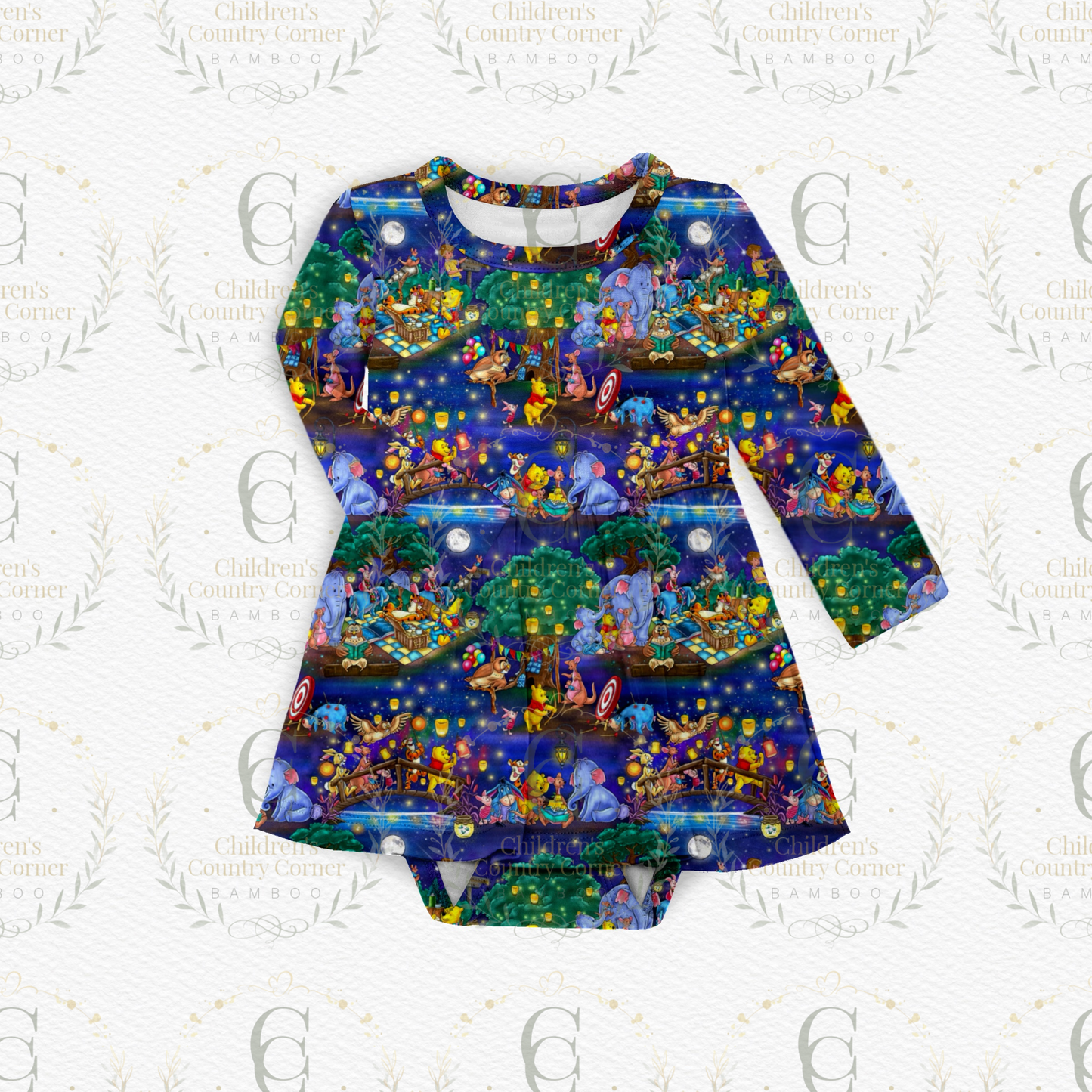 Honey Bear Long Sleeve Body Suit Twirl Dress