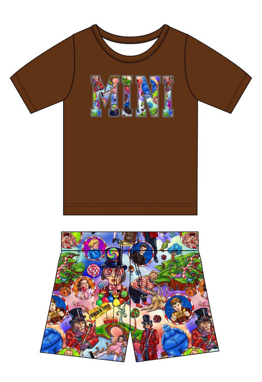 Golden Chocolate French Terry MINI Tee & Joggers Style Shorts Daywear
