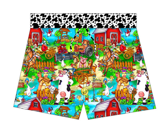 Down On The Farm Mom shorts French Terry