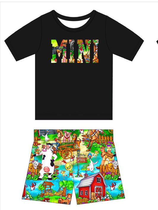 Down On The Farm French Terry MINI Tee & Joggers Style Shorts Daywear