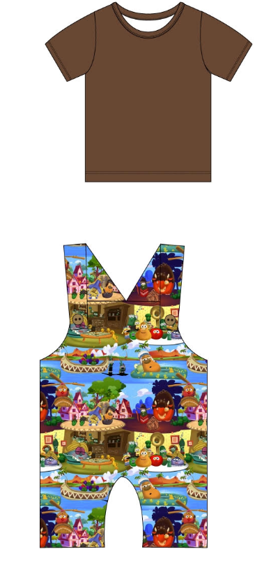 RTS:Veggies Shirt with Short Overalls