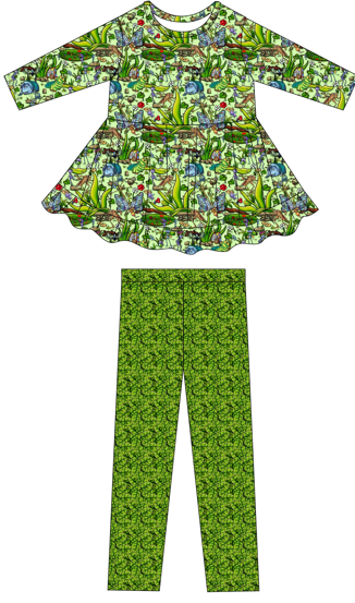 RTS:A Bugs World Long Sleeve Peplum Set — Matching Leggings