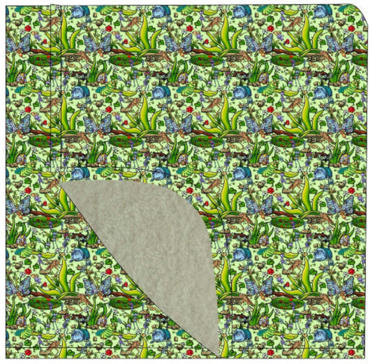 RTS:A Bugs World” Bamboo-Front / Minky-Fleece-Backed Kids Blanket – 50″ × 60″